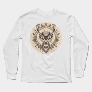 Mandala - Deer B&W Long Sleeve T-Shirt